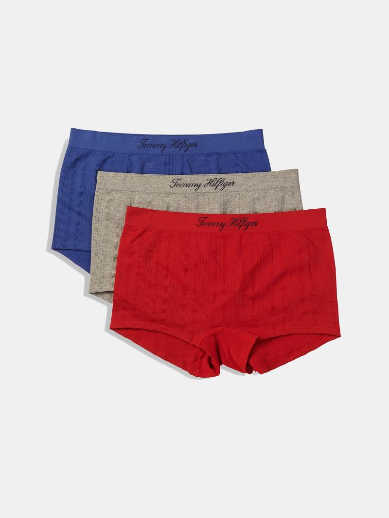 Női Tommy Hilfiger Signature Logo Brief 3PK Bikinis Piros | HU 548AHK